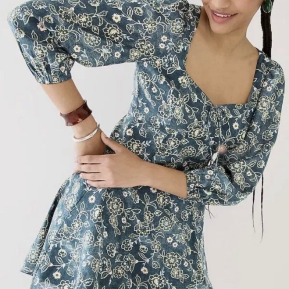 J.crew Sweetheart long-sleeve mini dress in vintage vines